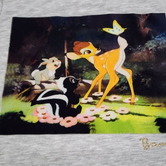 Disney H&M Girls Bambi Velvet Motif Spring Grey Sweatshirt Sweater Size 4-6 - Picture 5 of 9